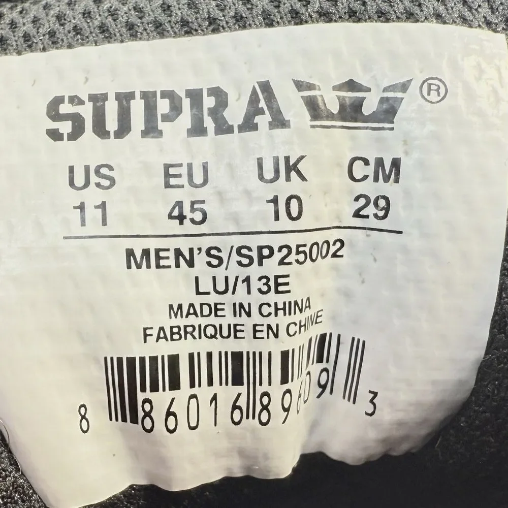 Supra Griffin Red Black White Mens Size 11 Low Top Skate Shoes Lace Up